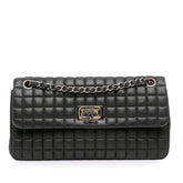 Chocolate Bar Iridescent Calfskin Bubble Flap